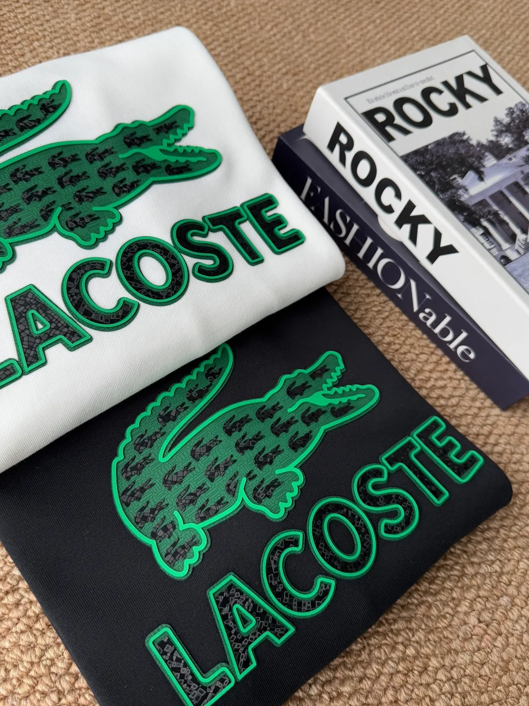 High Quality LACOSTE. 2026 Autumn New Product Counter Same Style Printed Cotton Round Neck Sweater 360g Pure Cotton Terry M.L.XL 2XL LA-3091